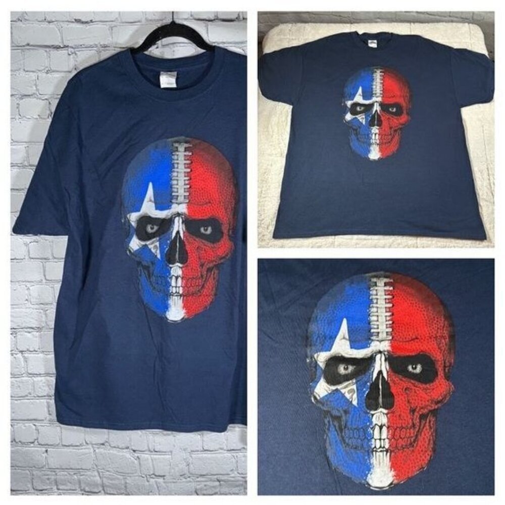 Houston Texans Skull Tee T-Shirt size XL Navy Battle Red NWOT New Without Tags